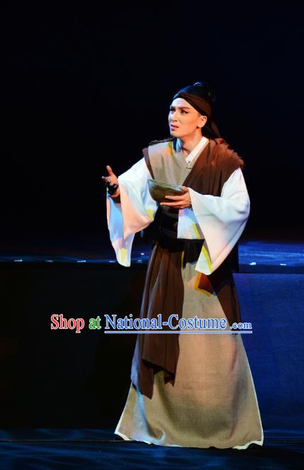 Goddess of the Moon Chinese Peking Opera Young Male Garment Costumes and Headwear Beijing Opera Xiaosheng Hou Yi Apparels Clothing