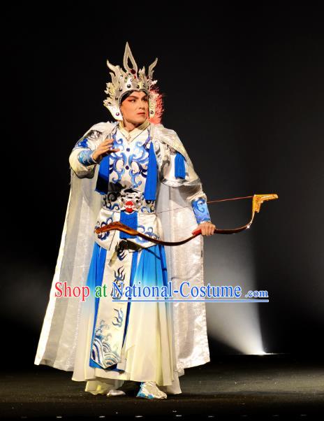 Goddess of the Moon Chinese Peking Opera Martial Male Garment Costumes and Helmet Beijing Opera General Hou Yi Apparels Clothing