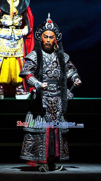 Kangxi Dadi Chinese Peking Opera King Ge Er Dan Garment Costumes and Headwear Beijing Opera General Armor Apparels Clothing