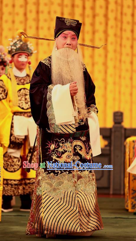 A Honey Trap Chinese Peking Opera Laosheng Garment Costumes and Headwear Beijing Opera Official Apparels Elderly Male Clothing