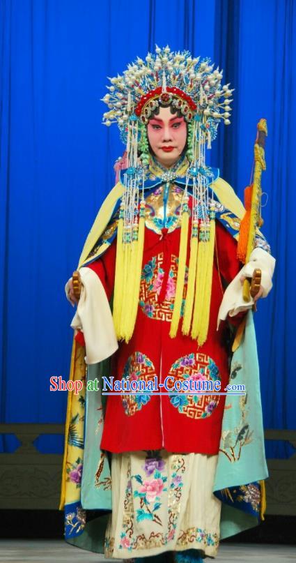 Chinese Beijing Opera Hua Tan Red Apparels Costumes and Headdress A Honey Trap Traditional Peking Opera Actress Sun Shangxiang Dress Bride Garment