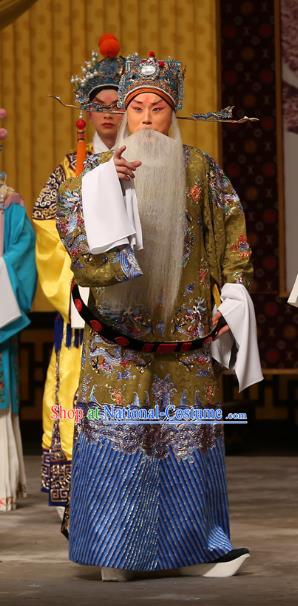 A Honey Trap Chinese Peking Opera Elderly Official Garment Costumes and Headwear Beijing Opera Laosheng Apparels Minister Clothing