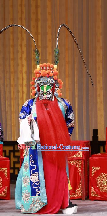 The Mirror of Fortune Chinese Peking Opera Robber Jin Yanbao Garment Costumes and Headwear Beijing Opera Martial Male Apparels Clothing