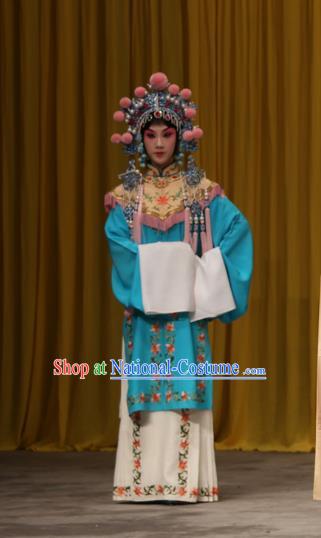 Chinese Beijing Opera Young Lady Apparels Costumes and Headdress A Honey Trap Traditional Peking Opera Xiaodan Dress Court Maid Garment