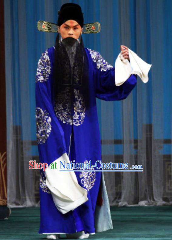 The Mirror of Fortune Chinese Peking Opera Landlord Mei Jun Garment Costumes and Headwear Beijing Opera Elderly Male Apparels Magistrate Clothing