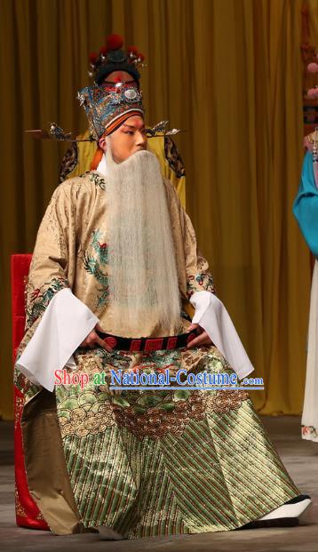 A Honey Trap Chinese Peking Opera Old Man Garment Costumes and Headwear Beijing Opera Elderly Male Apparels Official Clothing