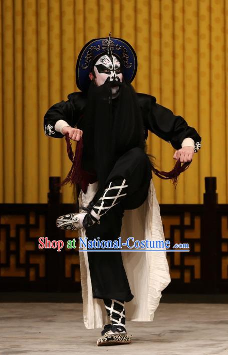 A Honey Trap Chinese Peking Opera Takefu Garment Costumes and Headwear Beijing Opera Wusheng Apparels Martial Man Zhang Fei Clothing