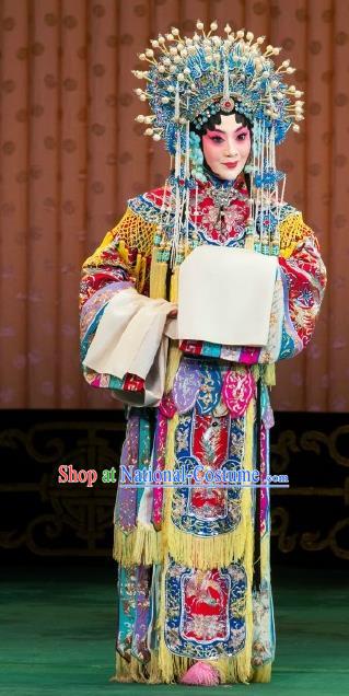 Chinese Beijing Opera Hua Tan Actress Apparels Costumes and Headdress Princess Yinping Traditional Peking Opera Diva Dress Garment