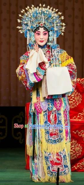 Chinese Beijing Opera Hua Tan Actress Apparels Costumes and Headdress Princess Yinping Traditional Peking Opera Diva Dress Garment