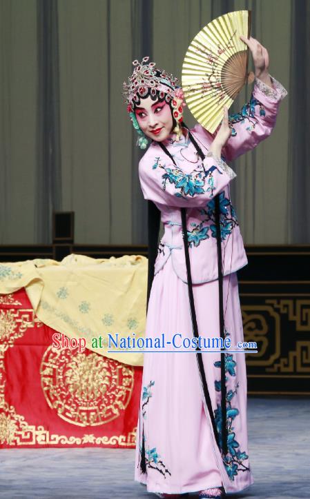 Chinese Beijing Opera Hua Tan Fairy Fox Apparels Costumes and Headdress Qing Shi Mountain Traditional Peking Opera Young Female Dress Actress Garment