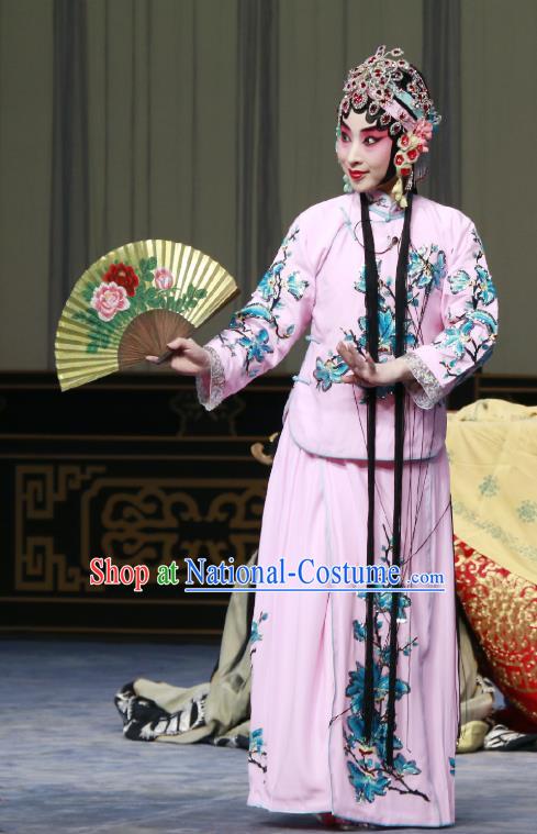 Chinese Beijing Opera Hua Tan Fairy Fox Apparels Costumes and Headdress Qing Shi Mountain Traditional Peking Opera Young Female Dress Actress Garment