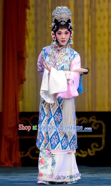 Chinese Beijing Opera Taoist Nun Apparels Actress Costumes and Headdress Escaping From the Temple Traditional Peking Opera Young Lady Dress Garment