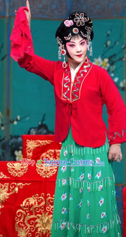 Chinese Beijing Opera Young Lady Apparels Costumes and Headdress You Sisters in the Red Chamber Traditional Peking Opera Actress You Sanjie Dress Garment