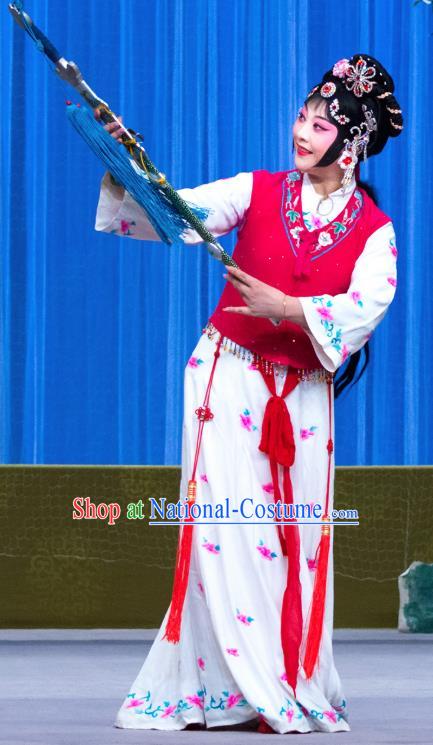 Chinese Beijing Opera Xiaodan Apparels Costumes and Headdress You Sisters in the Red Chamber Traditional Peking Opera Young Lady You Sanjie Dress Garment