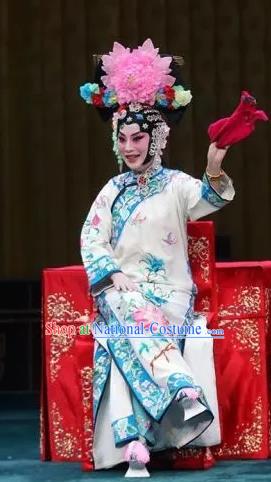 Chinese Beijing Opera Young Mistress Wang Xifeng Apparels Costumes and Headdress You Sisters in the Red Chamber Traditional Peking Opera Actress Dress Garment