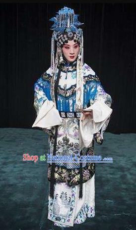 Chinese Beijing Opera Actress Apparels Queen Costumes and Headdress Anecdote of Wu Zetian Traditional Peking Opera Hua Tan Dress Empress Garment