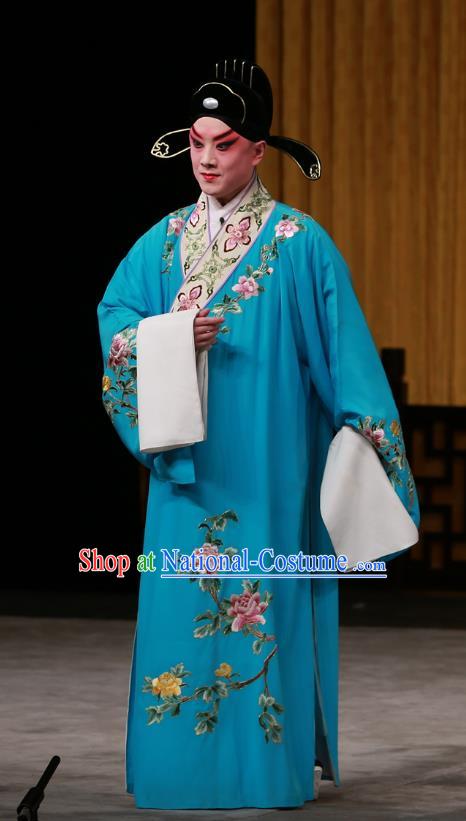 Hongqiao with the Pearl Chinese Peking Opera Scholar Bai Yong Garment Costumes and Headwear Beijing Opera Xiaosheng Apparels Young Male Clothing