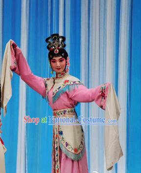 Chinese Beijing Opera Fairy Apparels Costumes and Headdress Hongqiao with the Pearl Traditional Peking Opera Xiaodan Young Lady Dress Garment