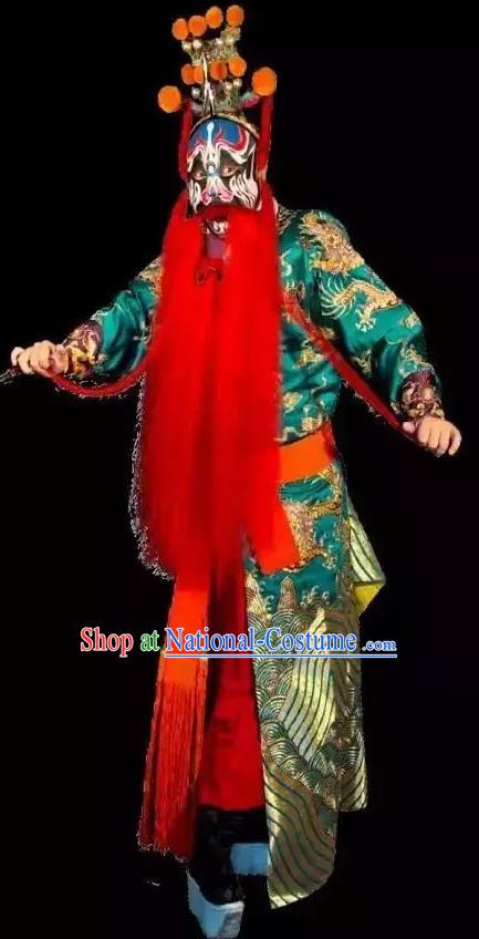 Han Gong Jing Hun Chinese Peking Opera Martial Man Garment Costumes and Headwear Beijing Opera General Ma Wu Apparels Clothing