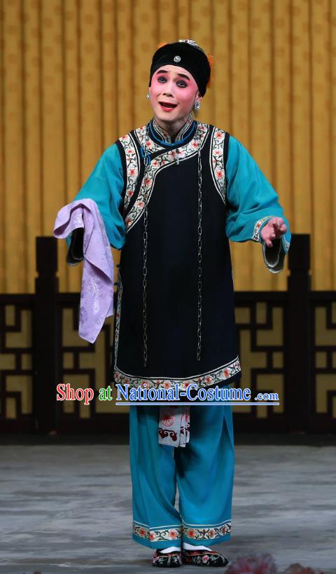 Chinese Beijing Opera Laodan Apparels Elderly Female Costumes and Headdress Fa Men Temple Traditional Peking Opera Woman Matchmaker Liu Dress Garment