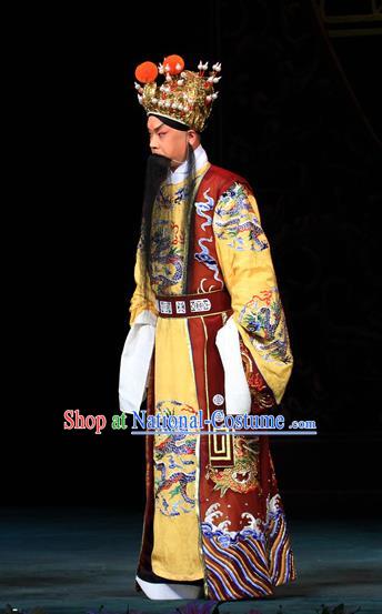 Luo Yang Gong Chinese Peking Opera Laosheng Garment Costumes and Headwear Beijing Opera Emperor Apparels Monarch Li Shimin Clothing