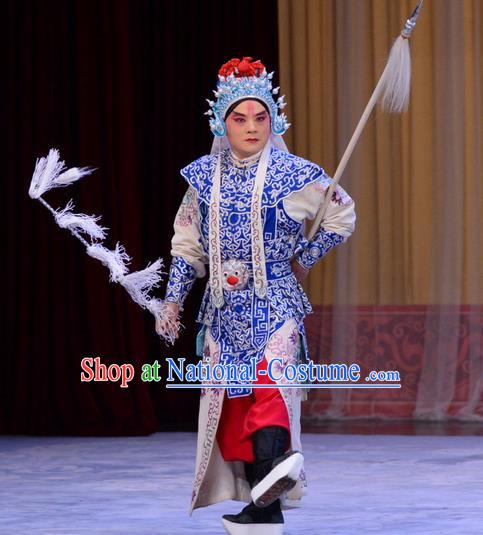 Number One Scholar Matchmaker Chinese Peking Opera Martial Male Garment Costumes and Headwear Beijing Opera Wusheng Yang Yanzhao Apparels Clothing