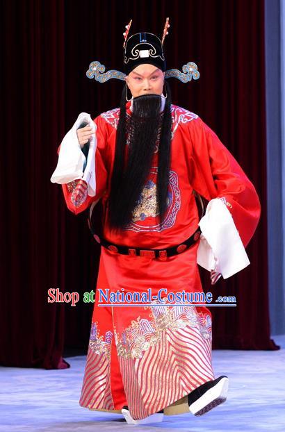 Number One Scholar Matchmaker Chinese Peking Opera Official Garment Costumes and Headwear Beijing Opera Prime Minister Lv Mengzheng Apparels Clothing