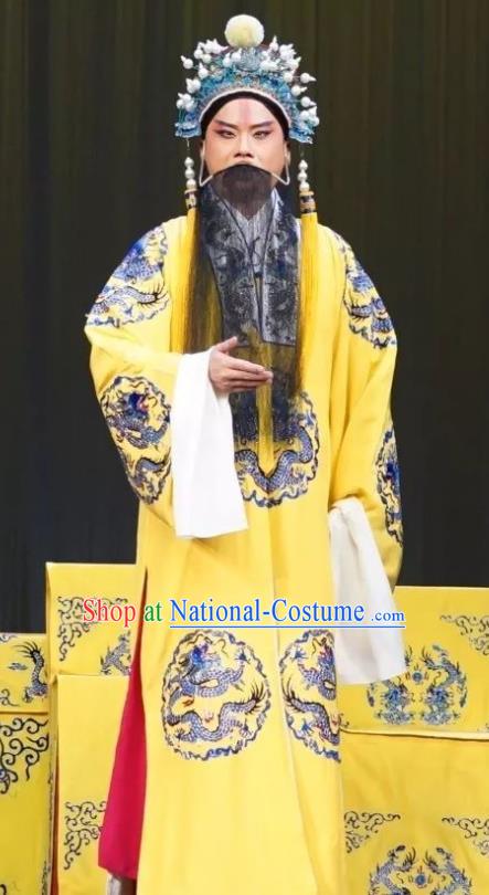 Number One Scholar Matchmaker Chinese Peking Opera Emperor Zhao Guangyi Garment Costumes and Headwear Beijing Opera Monarch Apparels Clothing