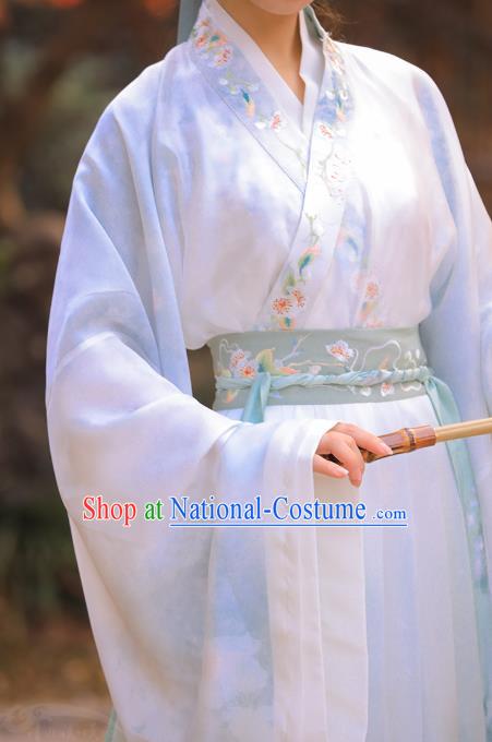 Chinese Traditional Jin Dynasty Royal Princess Historical Costumes Ancient Noble Lady Embroidered Hanfu Dress Apparels Complete Set