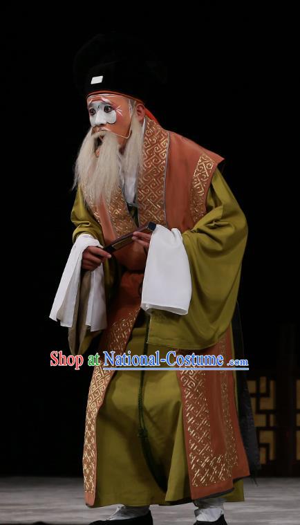 Wu Long Yuan Chinese Peking Opera Elderly Male Garment Costumes and Headwear Beijing Opera Chou Apparels Clown Clothing