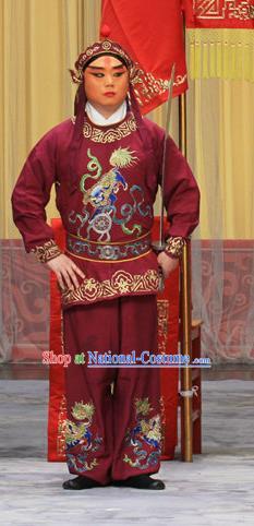 Kirin Pavilion Chinese Peking Opera Wusheng Garment Costumes and Headwear Beijing Opera Takefu Apparels Soldier Clothing