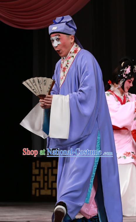 Wu Long Yuan Chinese Peking Opera Clown Garment Costumes and Headwear Beijing Opera Chou Apparels Scholar Zhang Wenyuan Clothing