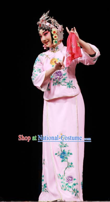 Chinese Beijing Opera Diva Apparels Costumes and Headdress Wu Long Yuan Traditional Peking Opera Hua Tan Pink Dress Actress Yan Xijiao Garment