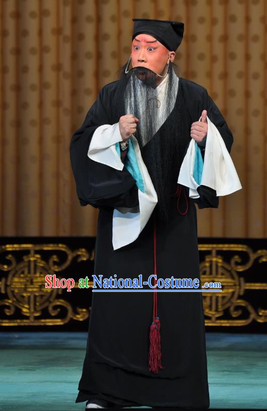 Wu Long Yuan Chinese Peking Opera Old Man Garment Costumes and Headwear Beijing Opera Laosheng Apparels Elderly Male Song Jiang Clothing