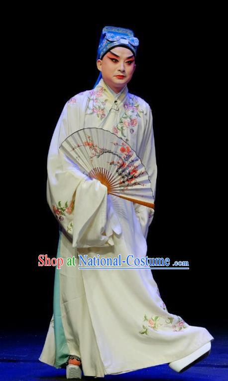 Wu Long Yuan Chinese Peking Opera Niche Garment Costumes and Headwear Beijing Opera Young Male Apparels Scholar Zhang Wenyuan Clothing