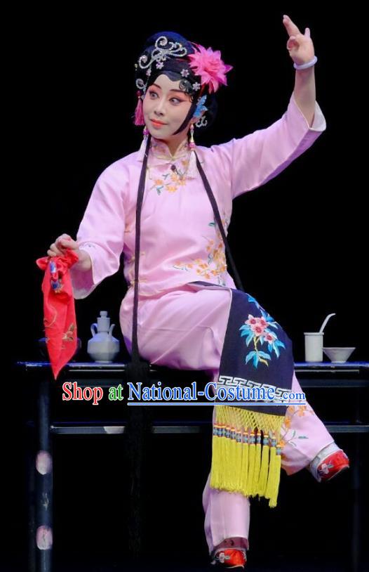 Chinese Beijing Opera Diva Apparels Young Lady Costumes and Headdress Wu Long Yuan Traditional Peking Opera Hua Tan Dress Actress Garment