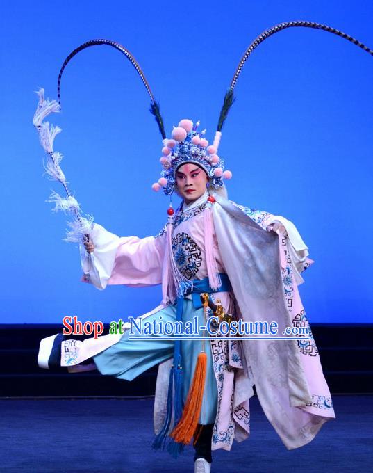 Ba Da Chui Chinese Peking Opera Takefu Garment Costumes and Headwear Beijing Opera Young Male Apparels General Lu Wenlong Clothing