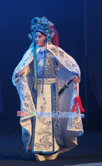 Da Meng Chang Ge Chinese Peking Opera General Xin Qiji Garment Costumes and Headwear Beijing Opera Martial Male Apparels Takefu Armor Clothing