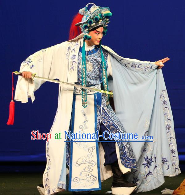 Da Meng Chang Ge Chinese Peking Opera Takefu Garment Costumes and Headwear Beijing Opera Martial Male Apparels General Xin Qiji Armor Clothing