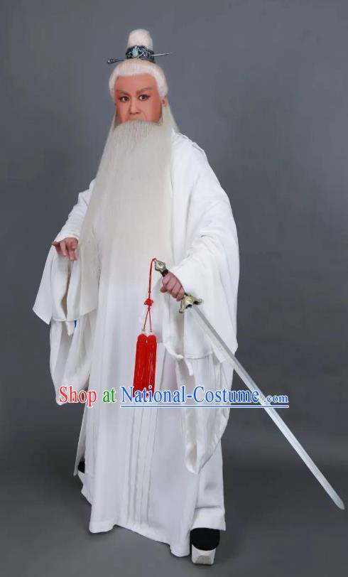 Da Meng Chang Ge Chinese Peking Opera Old Swordsman Garment Costumes and Headwear Beijing Opera Laosheng Apparels Elderly Male Xin Qiji Clothing