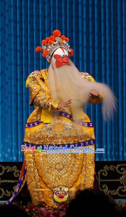 Qun Jie Hua Chinese Peking Opera Martial Male Garment Costumes and Headwear Beijing Opera Apparels General Huang Gai Armor Clothing