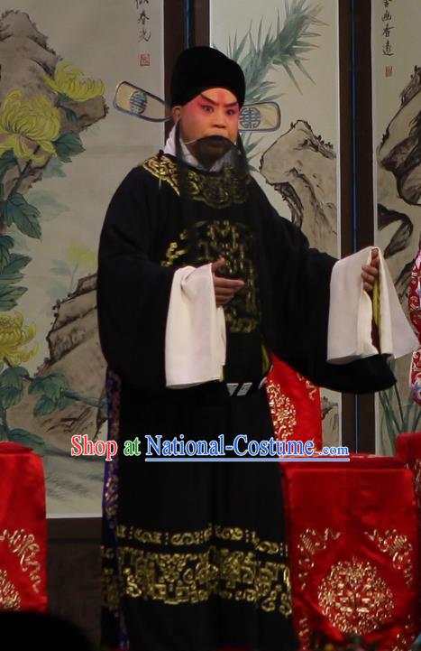 Qun Jie Hua Chinese Peking Opera Official Garment Costumes and Headwear Beijing Opera Laosheng Apparels Elderly Male Lu Su Clothing