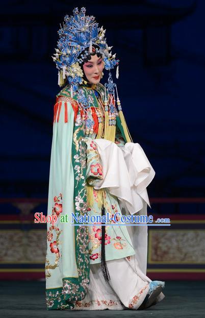 Chinese Beijing Opera Court Lady Apparels Young Female Costumes and Headdress Imperial Concubine Mei Traditional Peking Opera Hua Tan Dress Diva Garment