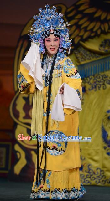 Chinese Beijing Opera Young Female Apparels Costumes and Headdress Imperial Concubine Mei Traditional Peking Opera Hua Tan Dress Court Lady Garment