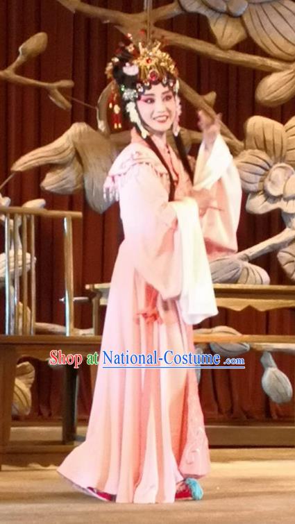 Chinese Beijing Opera Diva Jiao Guiying Apparels Costumes and Headdress Qing Si Hen Traditional Peking Opera Hua Tan Dress Actress Garment