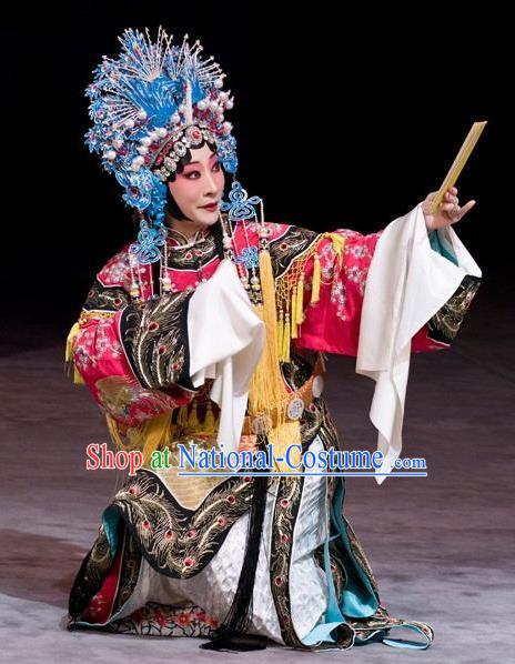 Chinese Beijing Opera Hua Tan Apparels Court Lady Costumes and Headdress Imperial Concubine Mei Traditional Peking Opera Diva Dress Noble Female Garment