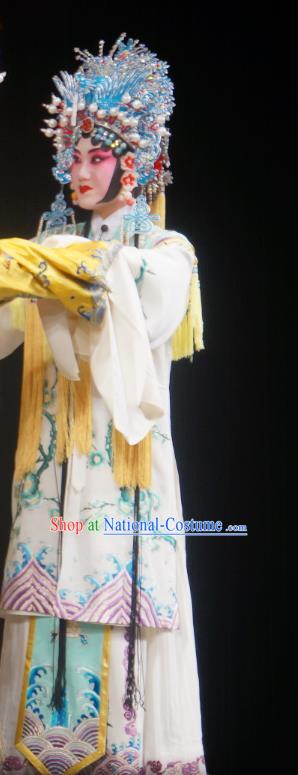 Chinese Beijing Opera Court Lady Hua Tan Apparels Costumes and Headdress Imperial Concubine Mei Traditional Peking Opera Diva Noble Female Dress Garment