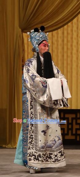 Tun Wu Hen Chinese Peking Opera Laosheng Garment Costumes and Headwear Beijing Opera Elderly Male Apparels Lord Liu Bei Clothing