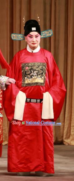 Mei Yu Pei Chinese Peking Opera Young Male Garment Official Costumes and Headwear Beijing Opera Minister Xu Tingmei Apparels Scholar Clothing