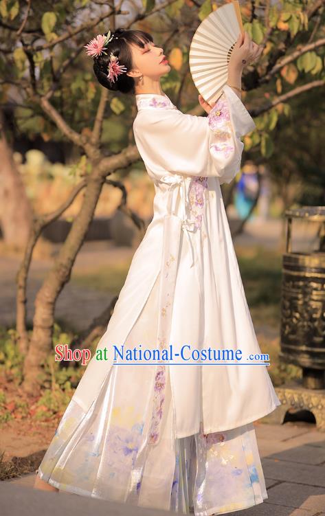 Chinese Ancient Patrician Lady Historical Costumes Traditional Embroidered Hanfu Dress Ming Dynasty Garment for Women